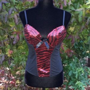 Passion Forever Red and Black Sequin Bustier
